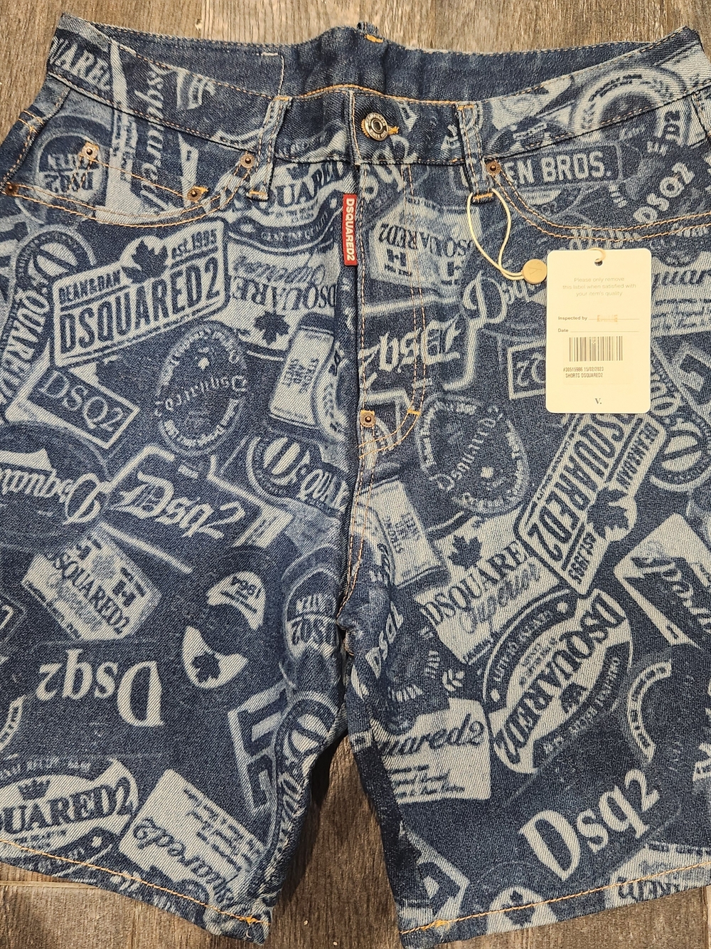 DSQUARED2 Logo Print Denim Shorts - Blue